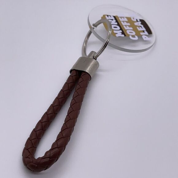 NWT WOOL + PEPPER CO. More Coffee Please Vinyl Leather Wristlet Keychain - Picture 4 of 6